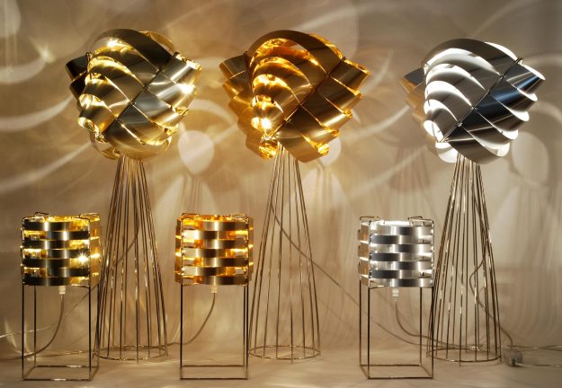 Auriga lampadaire Ganymède lampe cuivre or argent