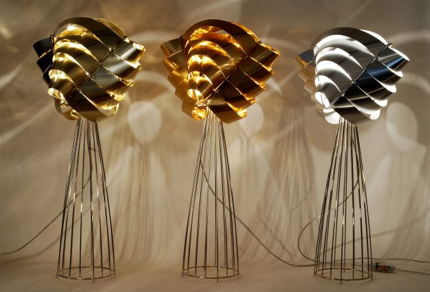 Auriga lampadaire cuivre or argent