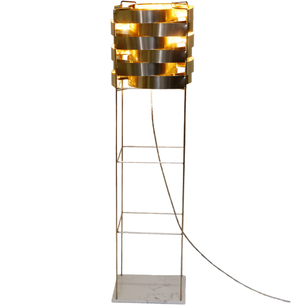 Sirius Silver floor lamp base in Carrara marble